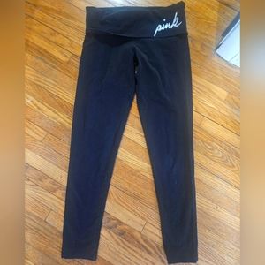 Black Leggings Rhinestones On Waste From Pink Victoria's Secret Size Small